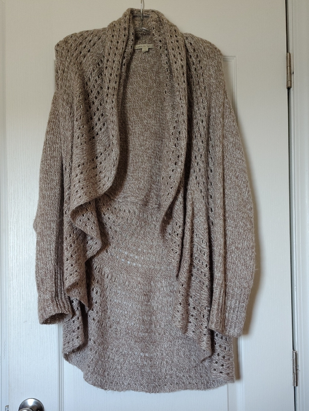 Carolyn Taylor Open Front Knit Cardigan - Beige Taupe